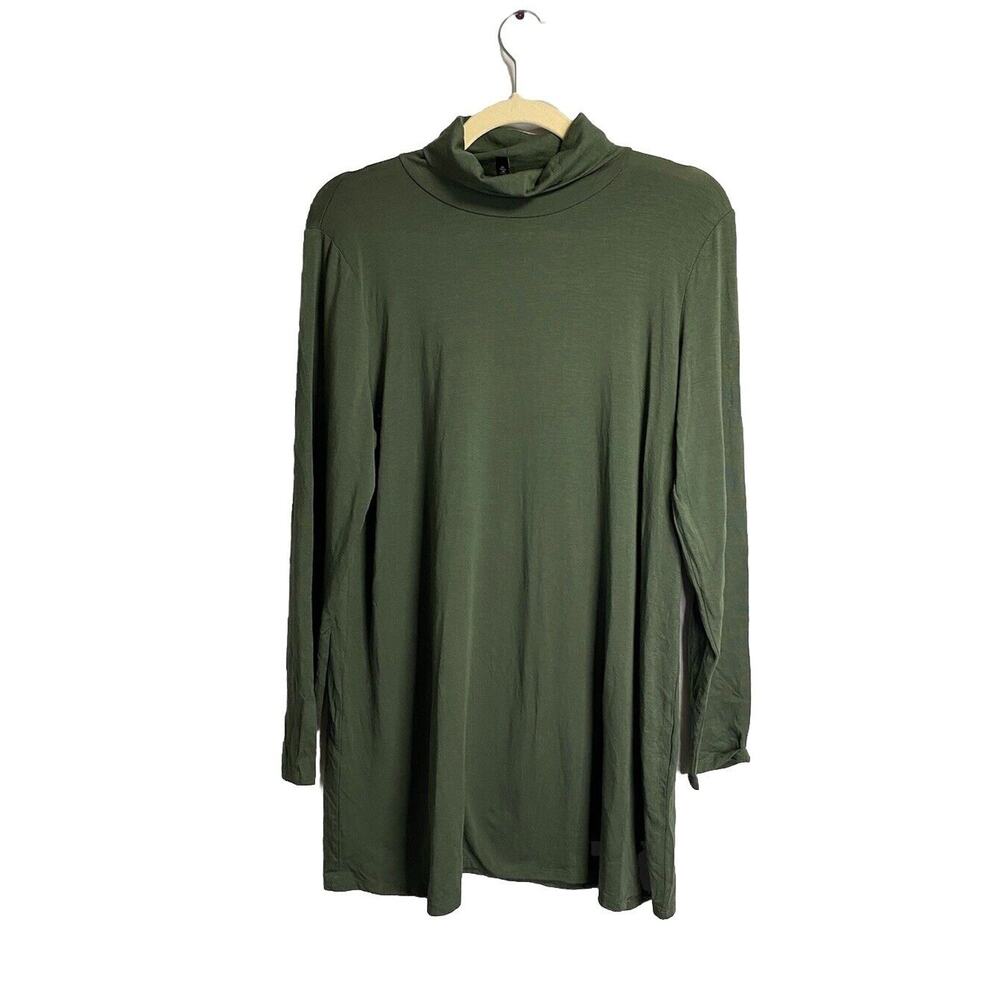 Eileen Fisher Womens Lightweight Pullover Turtleneck Sweater Green Stretch Small